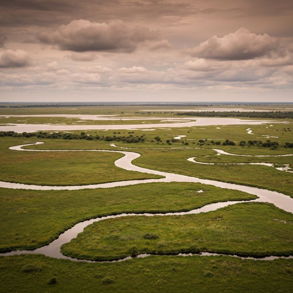 Vast Zimbabwean marshlands stretching to the horizon