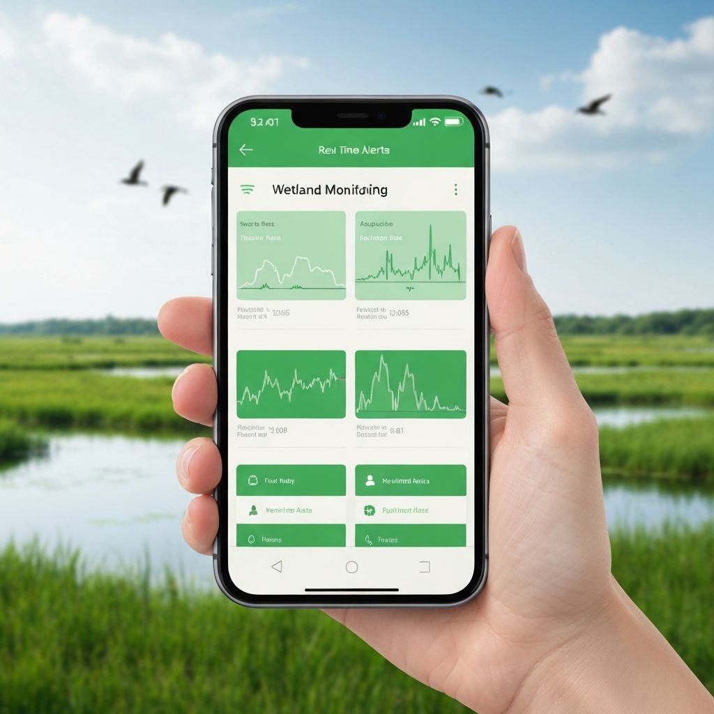 Wetlens mobile app showing real-time wetland alerts
